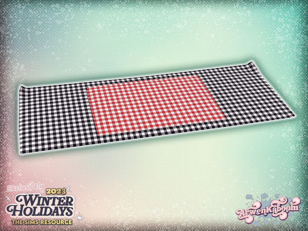 Sims 4 — Hollyland - Kitchen Rug by ArwenKaboom — Holliday themed kitchen and dining sets. It has clean and wear and tear