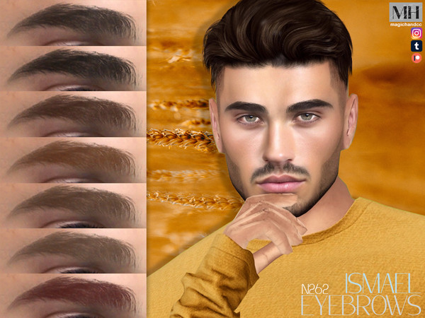 Sims 4 — [Patreon] Ismael Eyebrows N262 by MagicHand — Flat eyebrows in 13 colors - HQ Compatible.