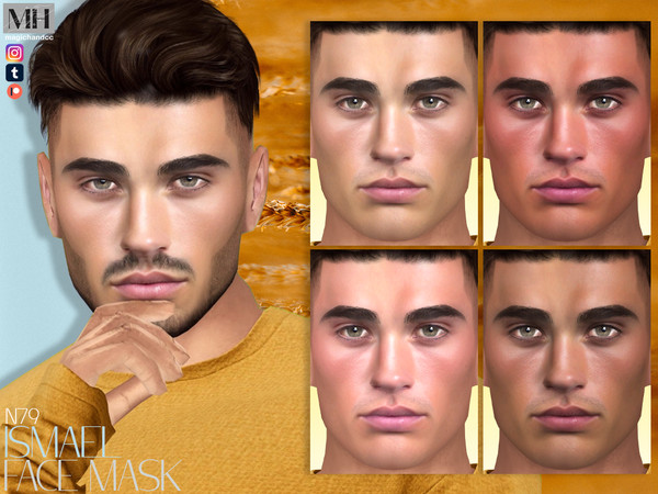 Sims 4 — [Patreon] Ismael Face Mask N79 by MagicHand — Handsome face in 6 skin color variations - HQ Compatible.