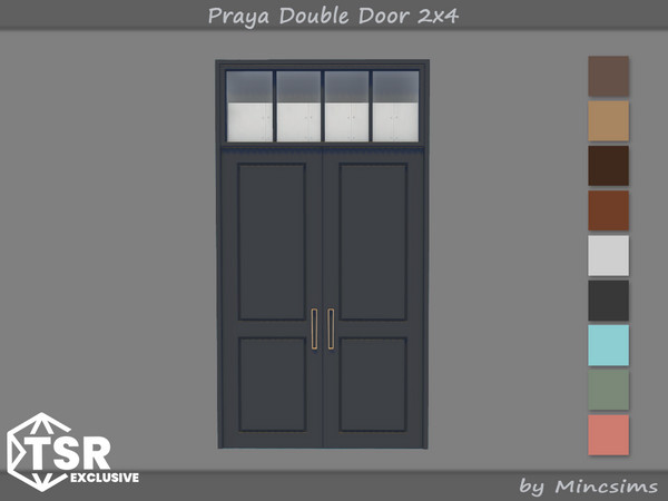 Sims 4 — Praya Double Door 2x4 by Mincsims — This set is inspired by resort interiors in Southeast Asia. The set consists