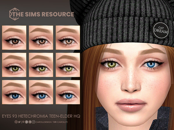 Sims 4 — Eyes 93 Heterochromia Teen-Elder HQ by Caroll912 — A 9-swatch left eye heterochromia eye in the shades blue,