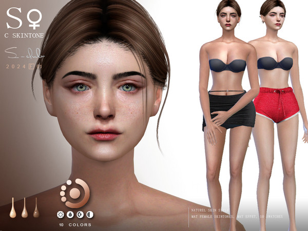 Sims 4 — Nature colorful female skintone 0124 by S-Club — Nature skintone with 10 colors, hope you like thank you.