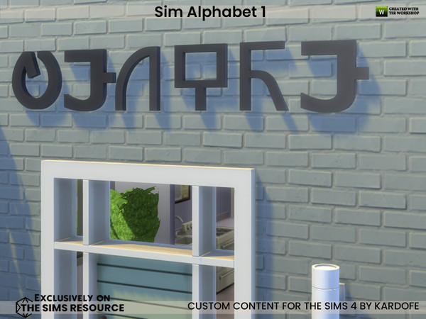 Sims 4 — kardofe_Sim Alphabet_J by kardofe — Simlish alphabet, these are wall decorations in eight different colour