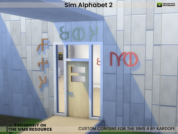 Sims 4 — kardofe_Sim Alphabet_U by kardofe — Simlish alphabet, wall decorations in eight different colour options, in