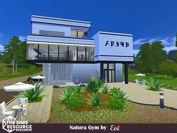 Sims 4 — The Natura Gym by evi — A three floor gym with all the equipment to get the fit body you are dreaming for. There