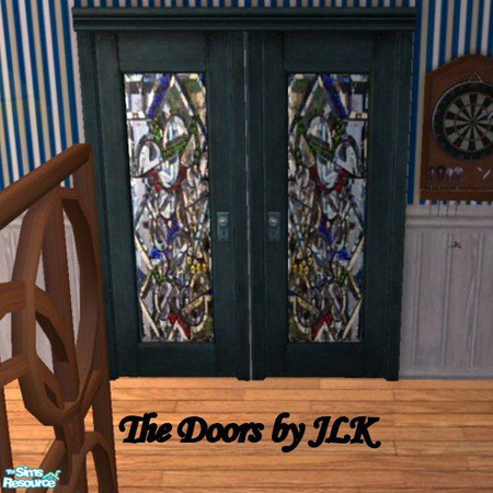 Sims 2 — The Doors - Marbles by bunny8675309 — Modern cut glass with inlaid gems! Blue frame included.