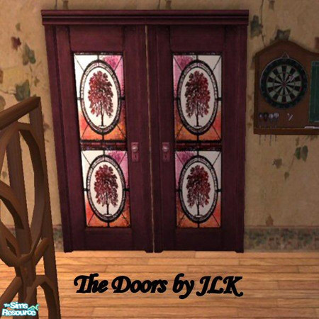 Sims 2 — The Doors - Plum Tree by bunny8675309 — Stained glass Plum tree door with Plum frame. This is a single door. I