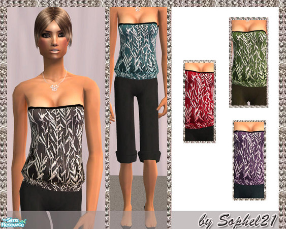 Sims 2 — SO_Collection_109 by Sophel21 — set of 5 outfits with tube top and capri pants. works also for young adults.