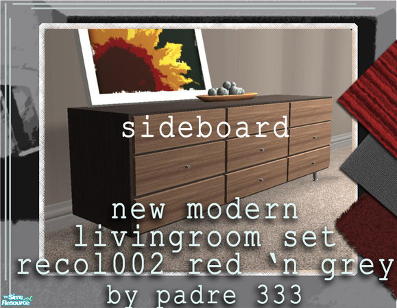 Sims 2 — Forest Fire - Sideboard by Padre — REcolour of the New Modern Livingroom set. Sideboard.
