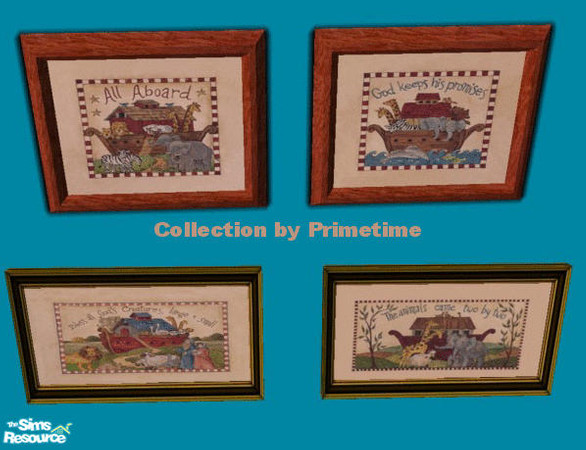 Sims 2 — PT B. Mock Noah's Ark by Primetime024 — This collection features 4 cute little Noah's Ark prints.