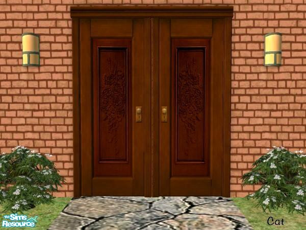 Sims 2 — beveled door dark solid scroll panel by cat3cm — by cat3cm
