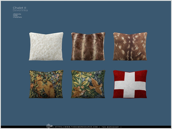 Sims 4 — Chalet II - sofa pillow by Severinka_ — A set of furniture and decor for decorating a living room in a Chalet