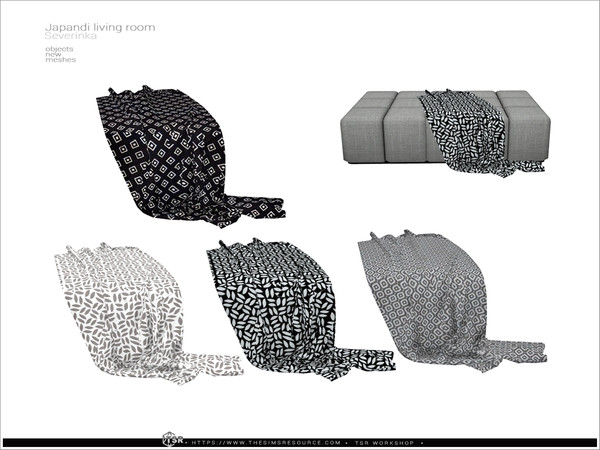 Sims 4 — Japandi livingroom - ottoman plaid by Severinka_ — Plaid for ottoman From the set 'Japandi living room' Build /