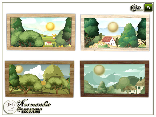 Sims 4 — Normandie bedroom wall paintings by jomsims — Immerse yourself in the warm ambiance of a countryside-inspired