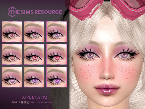 Sims 4 — Love Eyes HQ by Caroll912 — A 9-swatch fantasy set of heart eyes in the shades of pink, purple, red and orange.