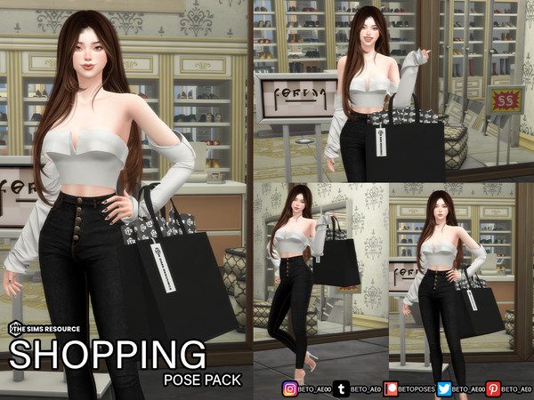 Sims 4 — Shopping (Pose pack) by Beto_ae0 — Shopping Poses, Enjoy It - Includes 4 poses - Custom thumbnail