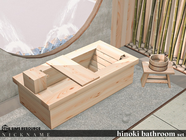 Sims 4 — hinoki bathroom set_bathtub table by NICKNAME_sims4 — hinoki bathroom set 11 package files. hinoki bathroom