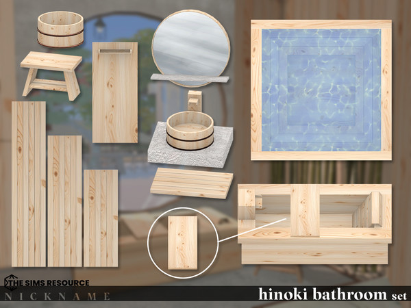 Sims 4 — hinoki bathroom set_hottub fountain by NICKNAME_sims4 — hinoki bathroom set 11 package files. hinoki bathroom