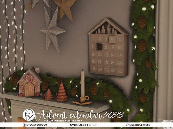 Sims 4 — Advent Calendar 2023 - Vertical pine garland (short) | holiday winterfest christmas by Syboubou — This year, my