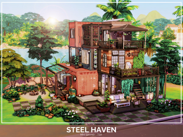 Sims 4 — Steel Haven - No CC by Mini_Simmer — A modern industrial home containing 4 Bedrooms and 3 Bathrooms Built on a