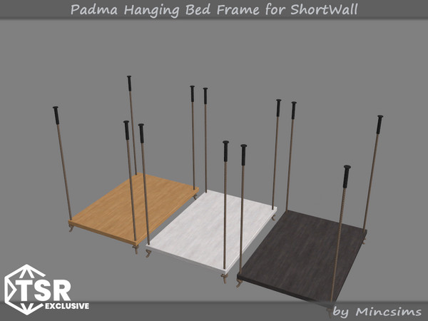 Sims 4 — Padma Hanging Bed Frame for Short Wall by Mincsims — The hanging bed is a crucial element in modern and trendy