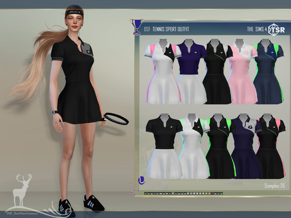 Sims 4 — TENNIS SPORT OUTFIT by DanSimsFantasy — Outfit for sports activity inspired by tennis.