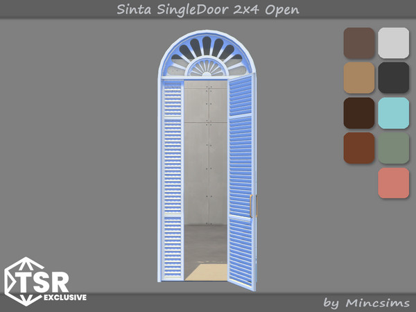 Sims 4 — Sinta Open Door 2x4 by Mincsims — When sunlight or artificial lighting graces the window, the frame shines even