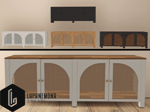 Sims 4 — Rattan side cabinet - Moody hallway by Lapanemona — Your entryway is the introduction to your home so it should