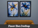 Sims 4 — Flower Blues Paintings by LucidRayne — Flower paintings. Original Art in 2 swatches.