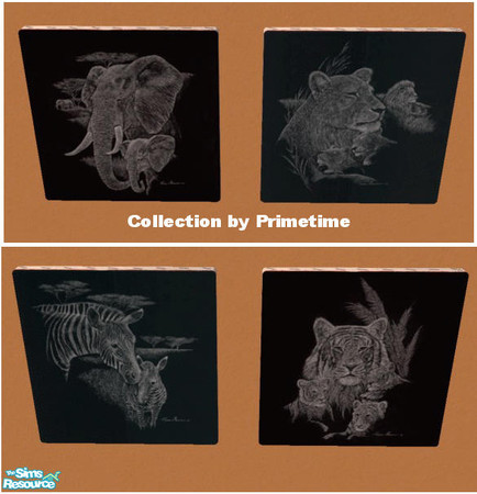 Sims 2 — PT Ruane Manning Black and White by Primetime024 — This collection contains 4 Black and White Safari prints.
