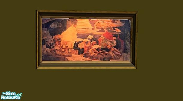 Sims 2 — Eclectic livingroom set - Paris Painting by Paleoanth — A painting of 1920's Paris with an Asian influence.
