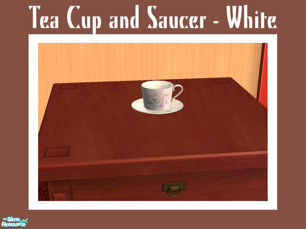 Sims 2 — Tea Cup and Saucer - White by Shakeshaft — Part of a new mesh set of decorative Porcelain and a Display Cabinet
