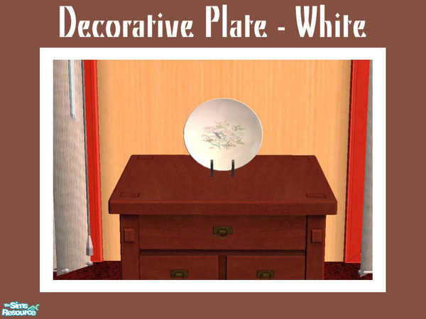 Sims 2 — Decorative Plate - White by Shakeshaft — Part of a new mesh set of decorative Porcelain and a Display Cabinet to
