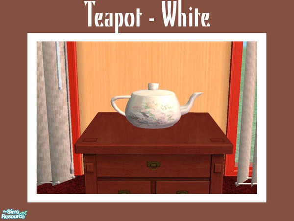 Sims 2 — Teapot - White by Shakeshaft — Part of a new mesh set of decorative Porcelain and a Display Cabinet to show them