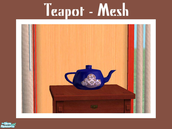 Sims 2 — Teapot - Mesh by Shakeshaft — Part of a new mesh set of decorative Porcelain and a Display Cabinet to show them