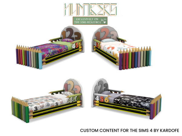 Sims 4 — kardofe_Numbers_Nursery bed by kardofe — Children's bedroom with numbers as the main decorative motif,