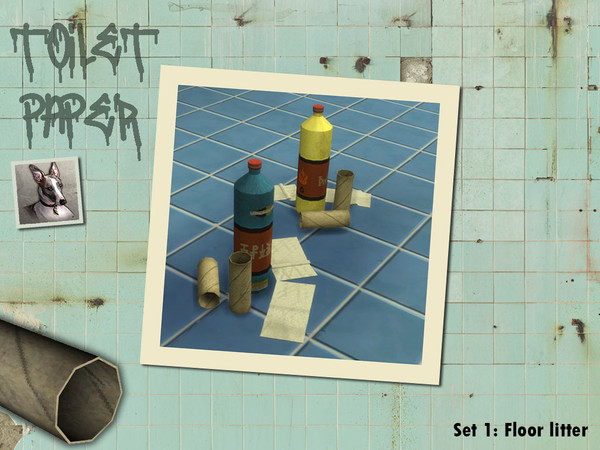 Sims 4 — Bleach and toilet paper litter by Cyclonesue — Contrast the clean with the unclean - clutter for your least