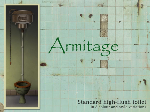 Sims 4 — Armitage High Flush Toilet (standard) by Cyclonesue — Made in nice and not so nice colours. The straight-up