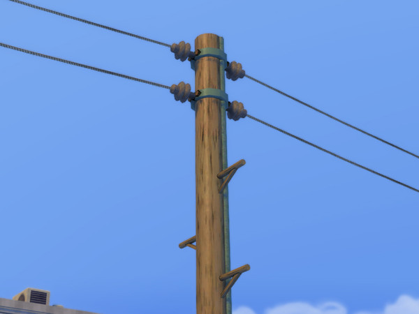 Sims 4 — Telegraph Pole with 2 Wire Points by Cyclonesue — Decorative poles that should ideally be placed 8 tiles apart