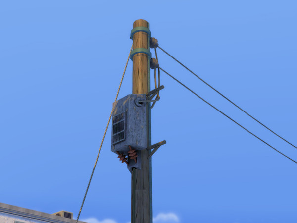 Sims 4 — Telegraph End Pole with 2 Wire Points by Cyclonesue — Use this pole at the start of the line as a junction.