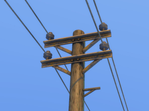 Sims 4 — Telegraph Pole with 4 Wire Points by Cyclonesue — Decorative poles that should ideally be placed 8 tiles apart