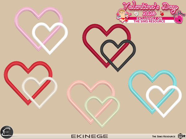 Sims 4 — Valentines Living Room - Hearts Wall Decor by ekinege — Valentine's Day room to celebrate your love at home.