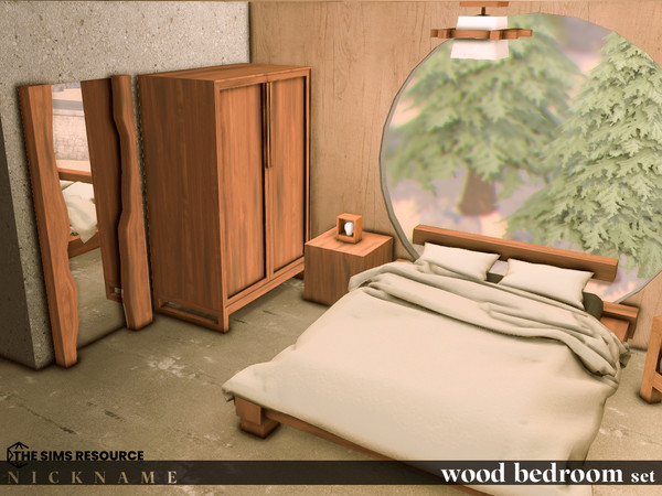 Sims 4 — wood bedroom set_double bed by NICKNAME_sims4 — wood bedroom set 10 package files. wood bedroom set_double bed