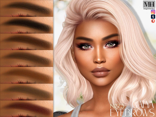 Sims 4 — [Patreon] Galya Eyebrows N273 by MagicHand — Upward brows in 13 colors - HQ Compatible.