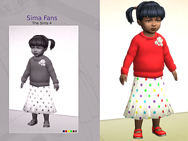 Sims 4 — SimaFansArts_Sweatshirt_toddlers.package by SimaFans — Beautiful set for toddler girls, a long skirt and a