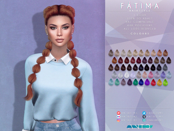 Sims 4 — Fatima Hairstyle [Patreon] by Anto — Long bubble braids hairstyle. Thank you so much for downloading my