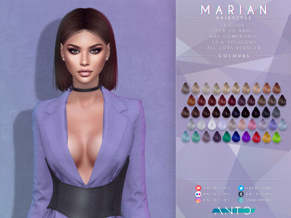 Sims 4 — Marian Hairstyle [Patreon] by Anto — Bob hairstyle tucked behind ears. Thank you so much for downloading my