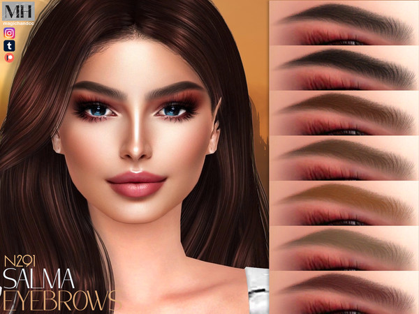 Sims 4 — Salma Eyebrows N291 by MagicHand — Soft angled brows in 13 colors - HQ Compatible.