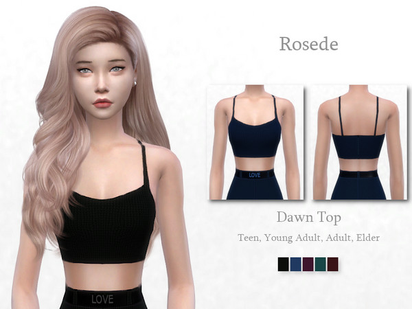Sims 4 — Dawn Top by _Rosede_ — For Teen, Young Adult, Adult, Elder
