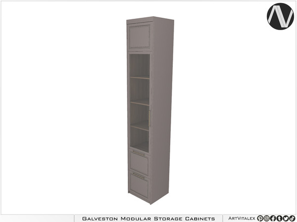 Sims 4 — Galveston Cabinet Left With Two Drawers And Glass Door by ArtVitalex — Cabinet Collection All rights reserved -
